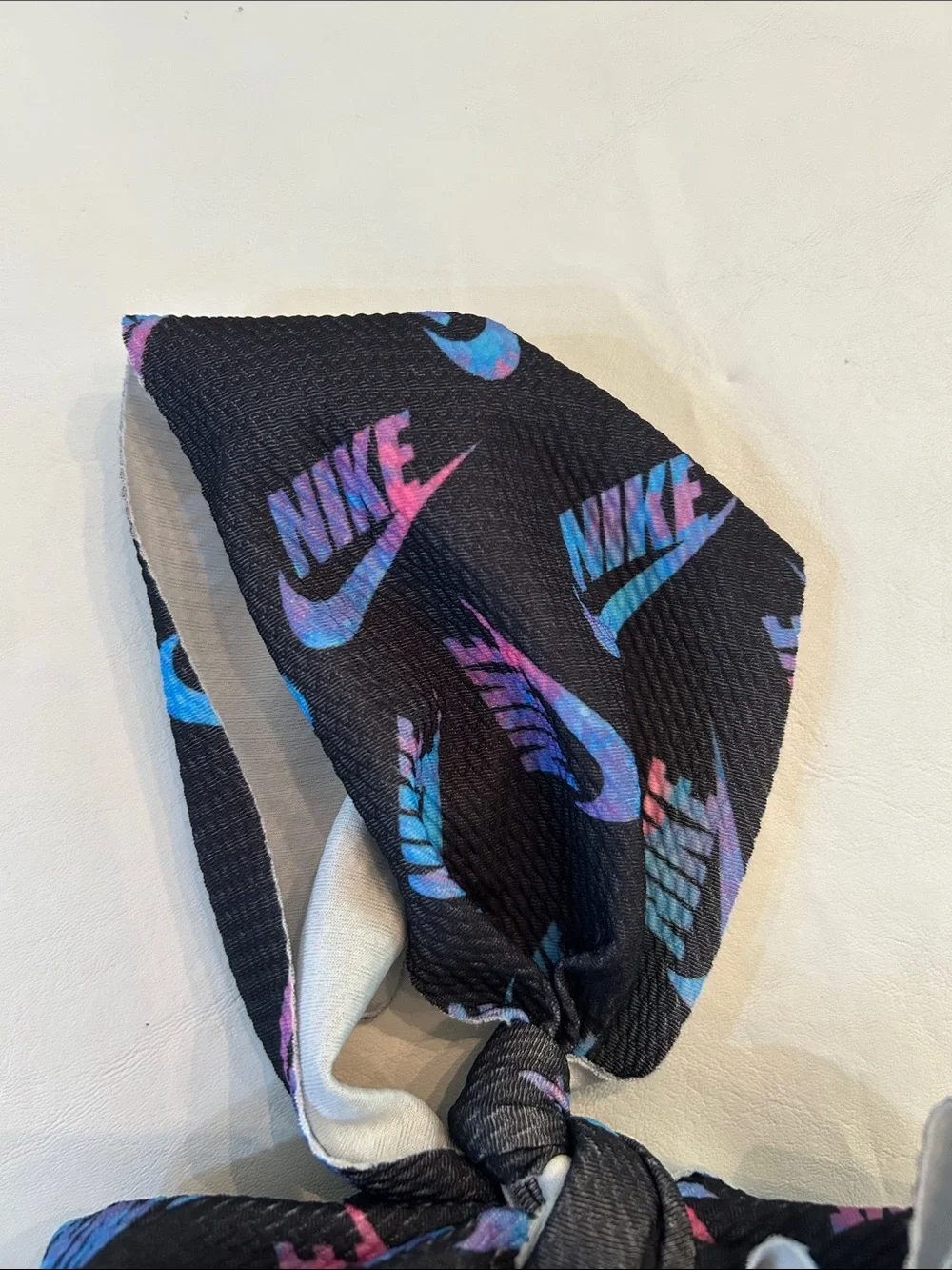 Nike Black Hair Bow with Blue and Purple Swoosh Print